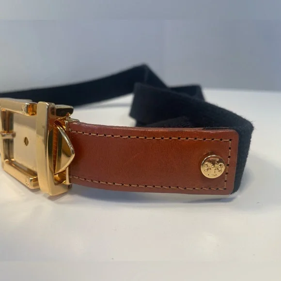 Tory Burch stretch blue belt gold buckle USA woman’s large - Picture 2 of 6